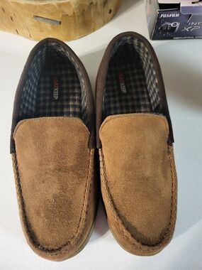HeatKeep Men’s Memory Foam Moccasin Slippers XXL 13-14 Indoor Outdoor